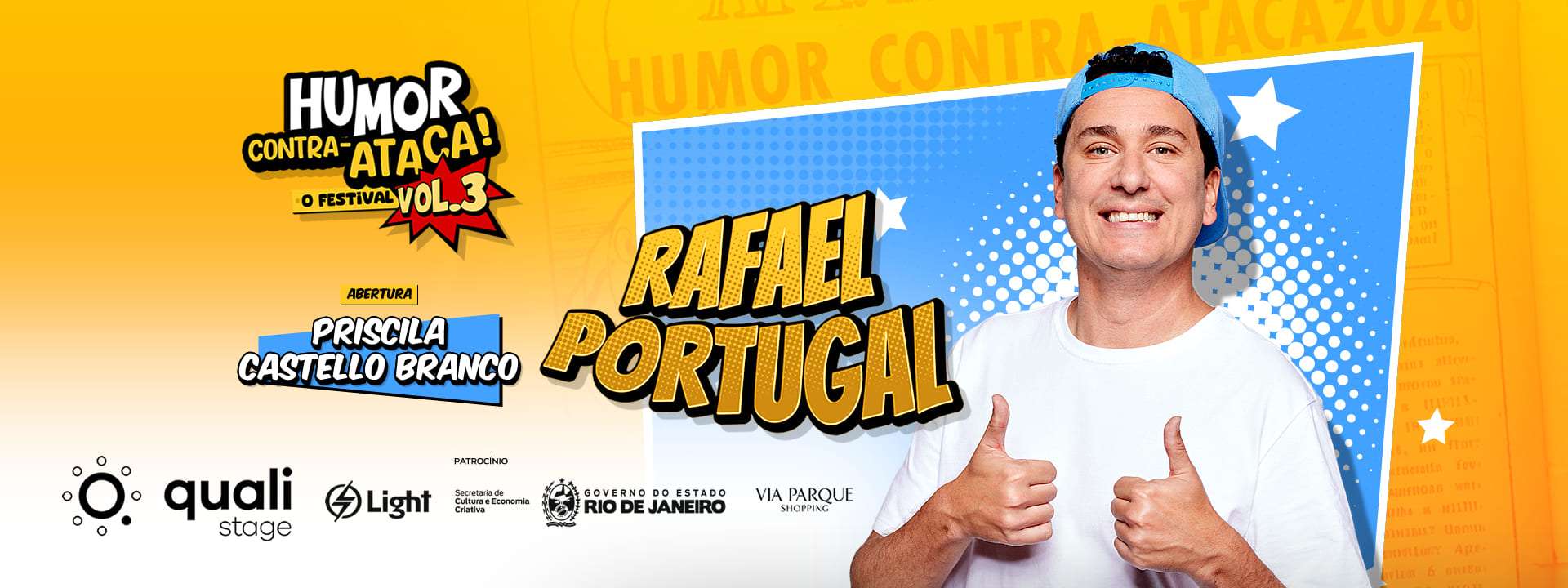 Rafael Portugal e Priscila Castello Branco em HUMOR CONTRA-ATACA 2026
